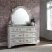 Magnolia Manor - 3 Piece Bedroom Set (Queen Upholstered Sleigh Bed, Dresser & Mirror) - White
