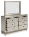 Chevanna - Platinum - 8 Pc. - Dresser, Mirror, Chest, King Upholstered Panel Bed, 2 Nightstands