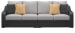 Beachcroft - Black / Light Gray - 2-Piece Outdoor Loveseat with Cushion