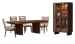 Reena - Extendable Trestle Dining Table With 2 Side Chairs, 2 Host Chairs And Display Cabinet - Rich Brown / Beige