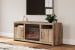 Hyanna - Tan - 63" TV Stand With Faux Firebrick Fireplace Insert