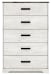 Shawburn - White / Black / Gray - Five Drawer Chest - Vinyl-Wrapped
