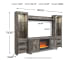 Wynnlow - 5 Pc. - Entertainment Center - 63" TV Stand With Fireplace Insert Glass/Stone - Gray