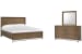 Lindon - King Panel Storage Bed And Drawer Dresser With Landscape Mirror - Belgian Wheat And Coffee Bean