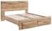 Hyanna - Tan - King Panel Bed With Footboard Storage