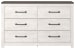 Gerridan - White / Gray - Six Drawer Dresser