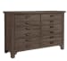 Bungalow 6 Drawer Double Dresser Finish Shown - Folkstone(Driftwood)