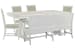 Heron Cove - Extendable Trestle Dining Table With 4 Upholstered Side Chairs And Bench - Chalk White And Dovetail Gray