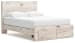 Lawroy - Light Natural - Queen Panel Bed With Storage Footboard