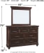 Brynhurst - Dark Brown - 8 Pc. - Dresser, Mirror, Chest, Queen Panel Bed with Storage Bench, 2 Nightstands