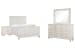 Newport - King Panel Bed, 2 Nightstands And Drawer Dresser With Landscape Mirror - Alabaster