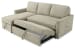 Kerle - Fog - Left Arm Facing Chaise With Pop Up Bed 2 Pc Sectional