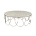 Round Stone Top Cocktail Table With Decorative Metal Base - Beige