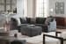 Ambrielle - Gunmetal - 3 Pc. - Right Arm Facing Sofa With Corner Wedge 2 Pc Sectional, Ottoman