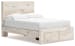 Lawroy - Light Natural - Full Panel Bed With Storage Footboard