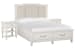 Willowbrook - California King Panel Upholstered Storage Bed With 2 Open Nightstands - Egg Shell White