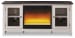 Dorrinson - 60" TV Stand With Fireplace Insert Glass/Stone - White / Black / Gray