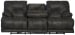 Voyager - Fabric Power Lay Flat Reclining Sofa With 3 Recliners And Drop Down Table - Slate