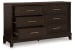 Neymorton - Dark Grayish Brown - 5 Pc. - Dresser, Mirror, Queen Upholstered Panel Bed
