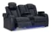 Fyne-Dyme - Sapphire - Power Reclining Loveseat with Console/Adj Hdrst