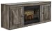 Wynnlow - TV Stand With Faux Firebrick Fireplace Insert - Gray