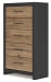 Vertani - Black / Honey Brown - Five Drawer Chest