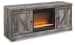 Wynnlow - 63" TV Stand With Glass/Stone Fireplace Insert - Gray