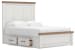 Savonport - Queen Panel Bed With Under Bed Storage Unit - White / Brown