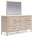 Cadmori - Two-tone - 6 Pc. - Dresser, Mirror, Chest, King Upholstered Panel Bed