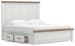 Savonport - King Panel Bed With Under Bed Storage Unit - White / Brown