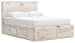 Lawroy - Light Natural - Queen Panel Bed With Storage Footboard And 2 Under Bed Storage Units