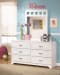 Lulu - White - 8 Pc. - Dresser, Mirror, Chest, Twin Loft Bed, Bin Storage with Bookcase
