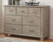 Naydell - Rustic Gray - 5 Pc. - Dresser, Mirror, King Panel Bed with 2 Storage Drawers