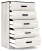 Shawburn - White / Black / Gray - Five Drawer Chest - Vinyl-Wrapped