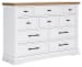 Ashbryn - White / Natural - 7 Pc. - Dresser, Mirror, Queen Panel Storage Bed, 2 Nightstands
