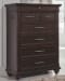 Brynhurst - Dark Brown - 8 Pc. - Dresser, Mirror, Chest, Queen Panel Bed with Storage Bench, 2 Nightstands