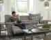 Sadler - Lay Flat Reclining Sofa With Drop Down Table - Mica