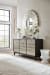 Home Accent - Shimmer 3-Door Credenza - Dark Gray / Pearl Silver