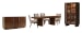 Reena - Extendable Trestle Dining Table With 2 Side Chairs, 2 Host Chairs, Sideboard And Display Cabinet - Rich Brown / Beige