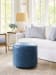 Barclay Butera Upholstery - Three Arch Leather Swivel Ottoman - Blue