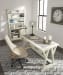 Jonileene - White/Gray - 4 Pc. - Large Leg Desk, Cabinet with Desk Hutch, Swivel Chair