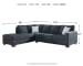 Altari - Left Arm Facing Corner Chaise With Sleeper 2 Pc Sectional - Slate