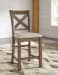 Moriville - Dark Gray - 7 Pc. - Counter Extension Table, 4 Barstools, Bench, Server
