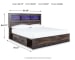 Drystan - King Bookcase Bed With 4 Storage Drawers - Brown / Beige
