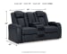Fyne-Dyme - Sapphire - Power Reclining Loveseat with Console/Adj Hdrst