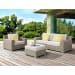 Ollie - 3 Piece Patio Conversation Set (Sofa, Chair & Ottoman) - Tan And Olefin White Cream