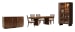 Reena - Extendable Trestle Dining Table With 4 Side Chairs, Sideboard And Display Cabinet - Rich Brown / Beige