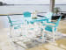 Eisely - Turquoise / White - 5 Pc. - Dining Set With Barstools