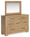Galliden - Light Brown - 6 Pc. - Dresser, Mirror, Queen Panel Bed, 2 Nightstands