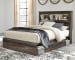 Drystan - Brown / Beige - Queen Bookcase Bed With 4 Side Drawers